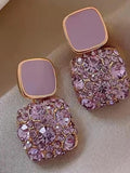 Purple Ear Tops Crystal Stud Earring Jewellery For Women and Girls Cubic Zirconia