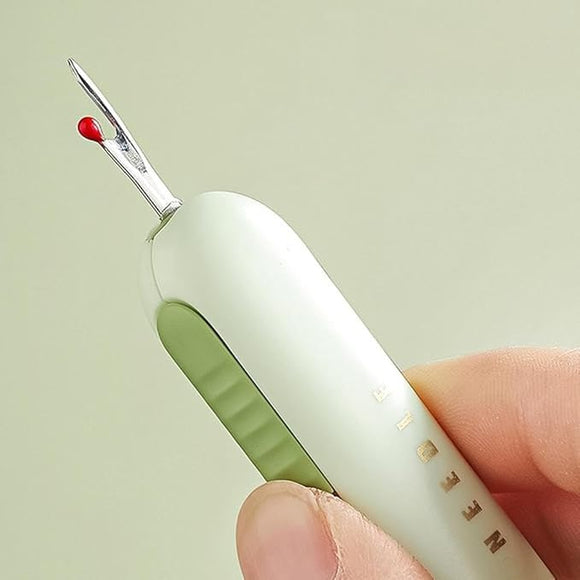 2-in-1 Needle Threader and Seam Ripper, Stretchable Sewing Tool for Hand Sewing, Knitting & Quilting