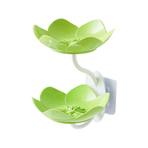 Lotus Shape Soap Tray Double Layer Wall Mounted for Bathroom Basin