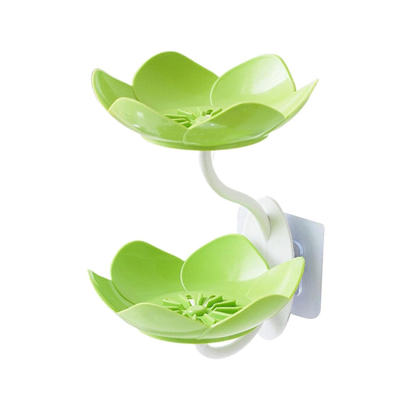 Lotus Shape Soap Tray Double Layer Wall Mounted for Bathroom Basin