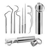 7-Piece Portable Stainless Steel Toothpick Set – Reusable Metal Toothpicks with Holder for Outdoor Picnic, Camping, and Travel