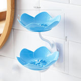 Lotus Shape Soap Tray Double Layer Wall Mounted for Bathroom Basin