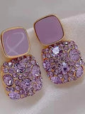 Purple Ear Tops Crystal Stud Earring Jewellery For Women and Girls Cubic Zirconia