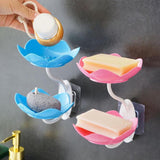 Lotus Shape Soap Tray Double Layer Wall Mounted for Bathroom Basin