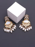 Chandelier Gold Plated with Kundan and Pearl Earring for Women & Girls Diamond, Pearl, Beads Alloy Drops & Danglers