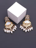 Chandelier Gold Plated with Kundan and Pearl Earring for Women & Girls Diamond, Pearl, Beads Alloy Drops & Danglers