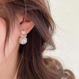 A Pearl Of Wisdom Earring | Korean Studded Bow Heart Big Pearl Drop Earrings For Women/Girls Pearl Alloy Drops & Danglers