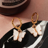 Butterfly Clip On Huggie Acrylic Hoop Earrings Metal Hoop Earring | Resin