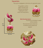 Traditional Daily Wear Gold Plated Pearl Earring Pink Jhumki Crystal, Beads Brass Earring Set