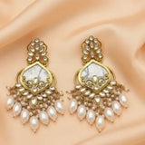 Chandelier Gold Plated with Kundan and Pearl Earring for Women & Girls Diamond, Pearl, Beads Alloy Drops & Danglers