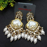 Chandelier Gold Plated with Kundan and Pearl Earring for Women & Girls Diamond, Pearl, Beads Alloy Drops & Danglers