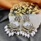 Chandelier Gold Plated with Kundan and Pearl Earring for Women & Girls Diamond, Pearl, Beads Alloy Drops & Danglers