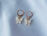 Butterfly Clip On Huggie Acrylic Hoop Earrings Metal Hoop Earring | Resin