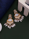 Chandelier Gold Plated with Kundan and Pearl Earring for Women & Girls Diamond, Pearl, Beads Alloy Drops & Danglers
