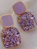 Purple Ear Tops Crystal Stud Earring Jewellery For Women and Girls Cubic Zirconia
