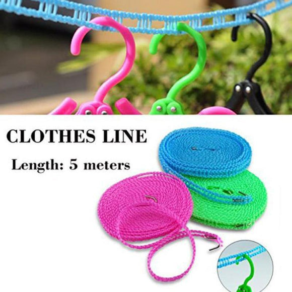 Clothesline Drying Nylon Rope with Hooks 5 Meters