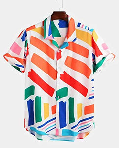 Rayon Colorful Digital Print Short Sleeves Shirt