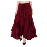 Poly Crepe Ruffle Palazzo Skirt - MultiColor