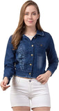 Denim Solid Jacket Full Sleeves Women