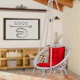 Round Hanging Swing for Kids & Adults, 100% Cotton Rope Swing Chair with L-Cushion for Indoor, Outdoor, Patio, Swing Chair with 3 ft. Chain & Hanging Accessories (120 kg Capacity)