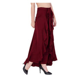 Poly Crepe Ruffle Palazzo Skirt - MultiColor