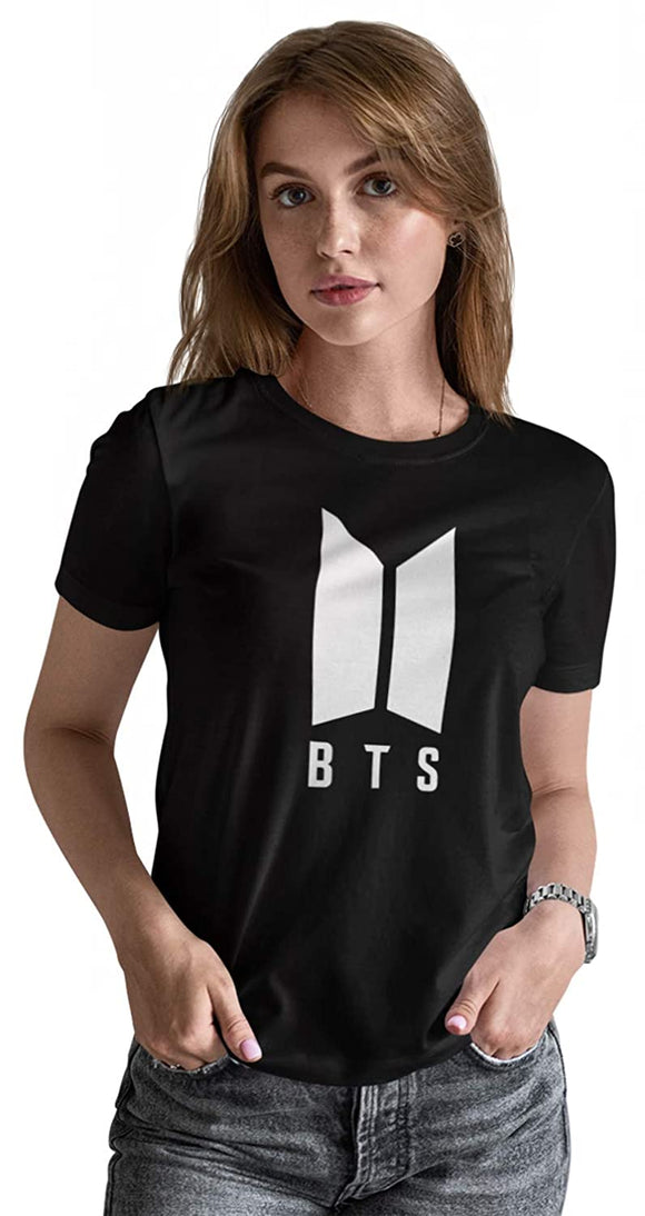 BTS Army Logo Black T-Shirt For Girls | i Purple U