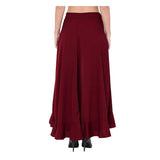 Poly Crepe Ruffle Palazzo Skirt - MultiColor