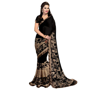 Georgette Alluring Black Saree with Blouse Piece