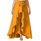 Poly Crepe Ruffle Palazzo Skirt - MultiColor