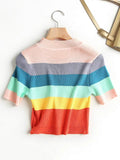 Rainbow Poly-Fleece Women's Top with Short Sleeves