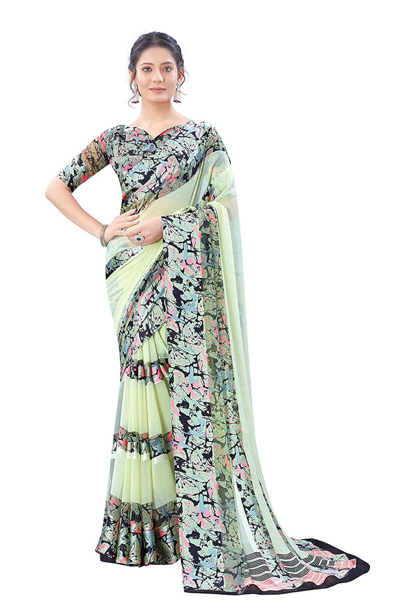 Georgette Pure Applique Pattern Saree with Blouse Piece