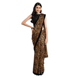 Women's Crepe Cheetah Pattern Saree with Blouse Piece