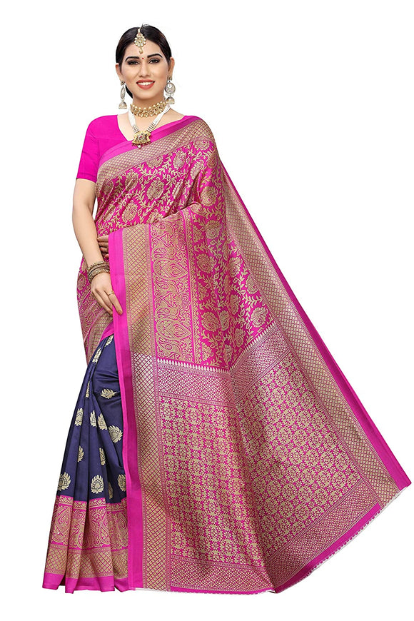 Beautiful Pink Art Silk Saree I 5.3 mtr