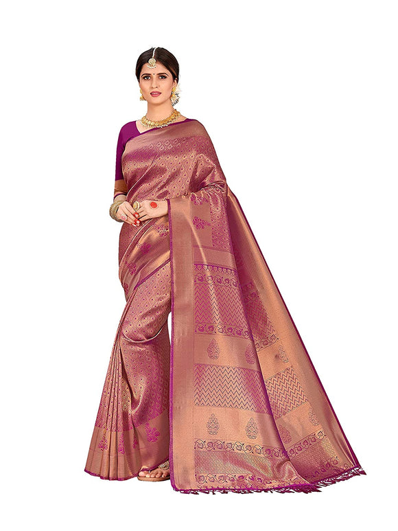 Kanchipuram Raw Silk Saree with Unstitched Blouse Piece