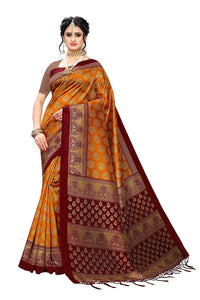 Women's Rama Yelllow Color Khadi Silk Saree