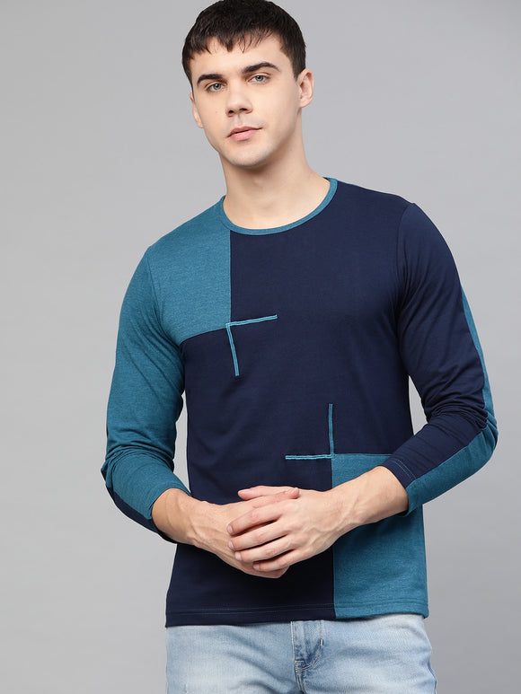 Seven Rocks Men ColourBlocked Round Neck T-Shirt - MultiColour