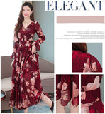 Floral Maxi Spring Summer Dress Long Sleeve - Denlox