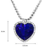 Blue Ocean French Heart Crystal Pendant with Chain