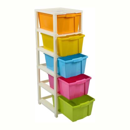 Free Standing Chest of Drawers  (Finish Color - Multicolour, 5 Shelves)